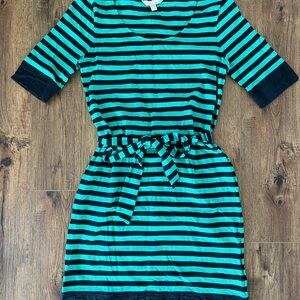 Banana Republic Green and Blue Cuffed Sleeve Midi Dress